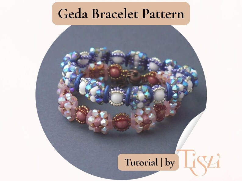 Modello per bracciale con perline Geda - Tutorial per perline Crescent e Rulla - Download PDF - Tutorial Tiszi® immagine 6