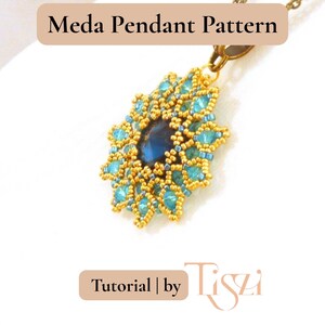 Meda Beaded Pendant Pattern - Crystal Rivoli & Firepolished Donut Tutorial - PDF Download - Tiszi® Tutorial image 5