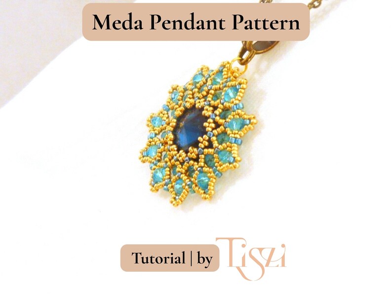 Meda Beaded Pendant Pattern - Crystal Rivoli & Firepolished Donut Tutorial - PDF Download - Tiszi® Tutorial image 5