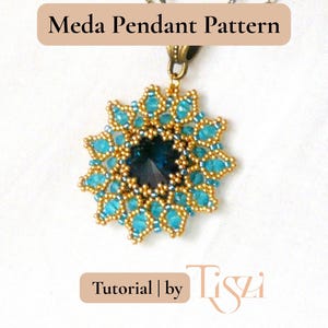 Meda Beaded Pendant Pattern - Crystal Rivoli & Firepolished Donut Tutorial - PDF Download - Tiszi® Tutorial image 2