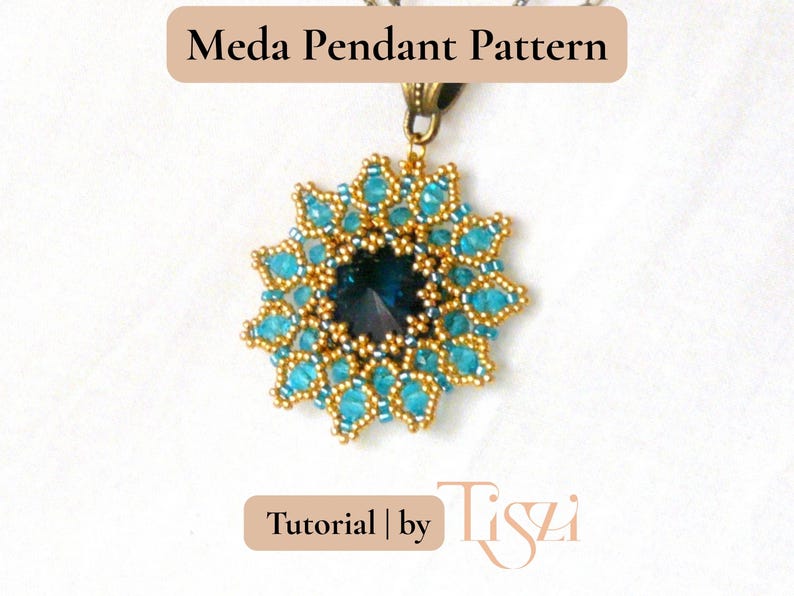 Meda Beaded Pendant Pattern - Crystal Rivoli & Firepolished Donut Tutorial - PDF Download - Tiszi® Tutorial image 2