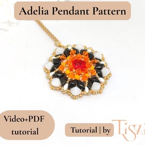 Adelia Pendant Beading Pattern | Video Tutorial + PDF | Layered Mandala Design with Rulla & DiamonDuo Beads image 2