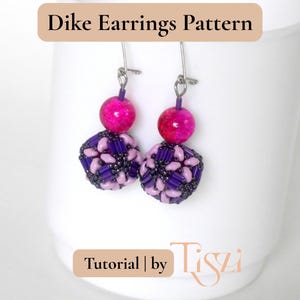 Dike Beaded Earring Pattern - Bugle Bead & MiniDuo Cube Design - PDF Tutorial - Tiszi® Tutorial image 7