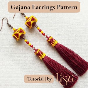 Schema per orecchini Gajana con perline - Design con nappe e perline a peyote - Tutorial in PDF - Tutorial Tiszi®
