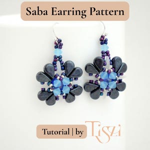 Saba Beaded Earring Pattern - Amos par Puca & Crescent Bead Design - Beading Tutorial - Tiszi® Tutorial image 2