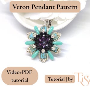 Veron Star Pendant Beading Pattern, Video Tutorial + PDF, Star-shaped Design with Tila & Dagger Beads image 3