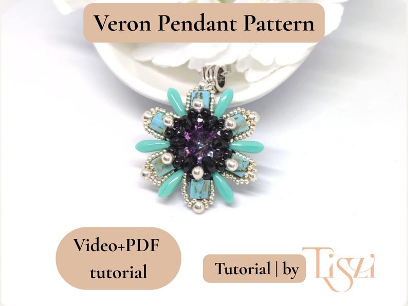 Veron Star Pendant Beading Pattern, Video Tutorial + PDF, Star-shaped Design with Tila & Dagger Beads image 3