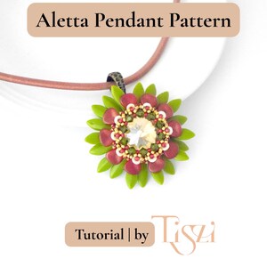 Aletta Blumen Anhänger Muster - Blütenblatt & Dagger Perlen Design mit O Perlen - Perlenanleitung - Tiszi® Anleitung Bild 1