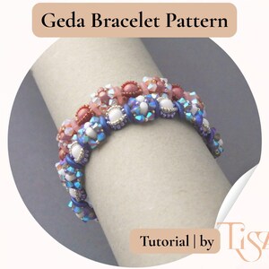 Modello per bracciale con perline Geda - Tutorial per perline Crescent e Rulla - Download PDF - Tutorial Tiszi® immagine 2
