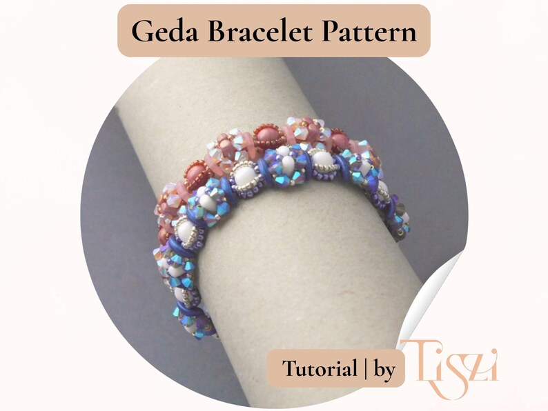 Modello per bracciale con perline Geda - Tutorial per perline Crescent e Rulla - Download PDF - Tutorial Tiszi® immagine 2