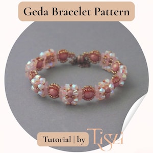 Geda Beaded Bracelet Pattern - Crescent & Rulla Bead Tutorial - PDF Download - Tiszi® Tutorial