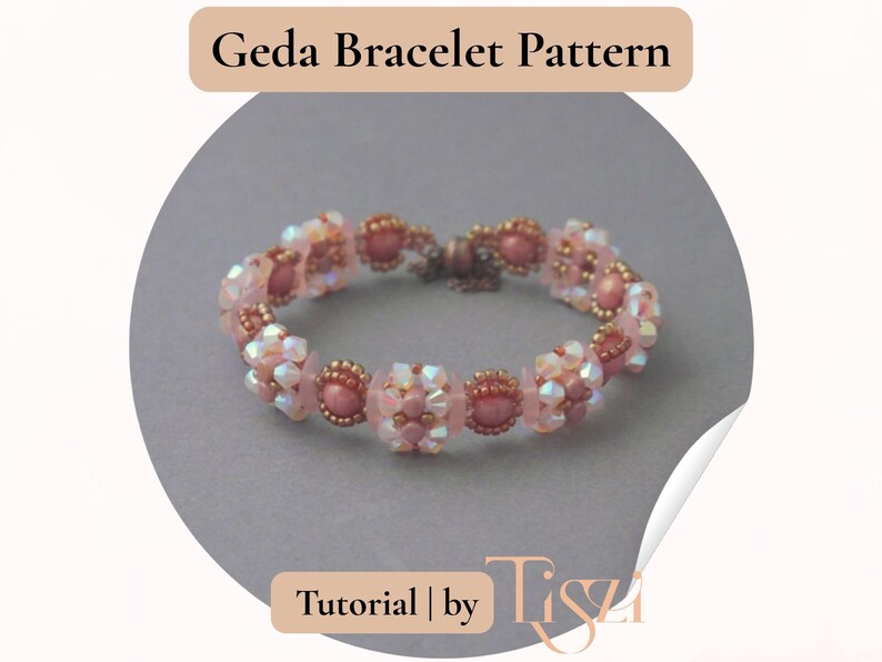 Modello per bracciale con perline Geda - Tutorial per perline Crescent e Rulla - Download PDF - Tutorial Tiszi® immagine 1