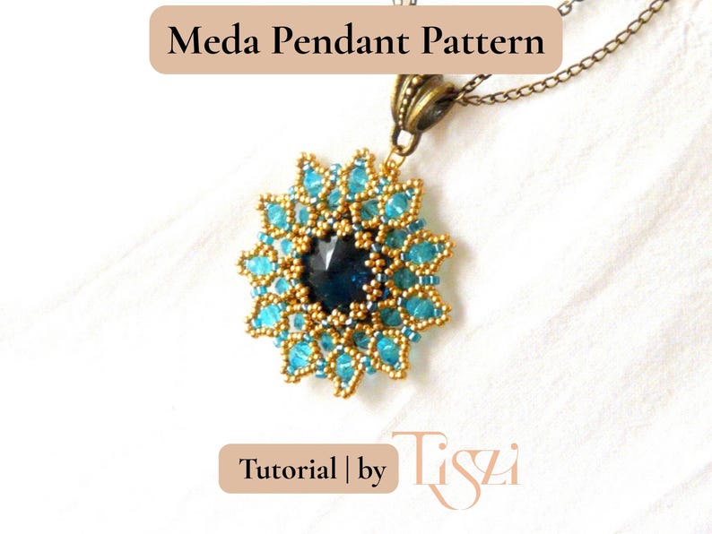 Meda Beaded Pendant Pattern - Crystal Rivoli & Firepolished Donut Tutorial - PDF Download - Tiszi® Tutorial image 11