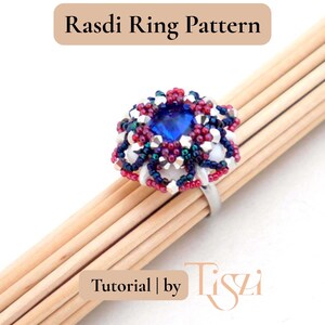 ラスディビーズリングパターン - SuperDuo & Rivoli フローラルデザイン - PDFチュートリアル - Tiszi®チュートリアル 画像 2
