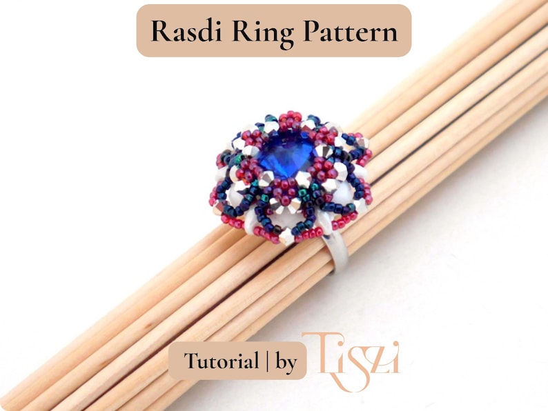 ラスディビーズリングパターン - SuperDuo & Rivoli フローラルデザイン - PDFチュートリアル - Tiszi®チュートリアル 画像 2