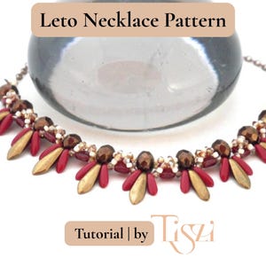 Leto Beaded Necklace Pattern - Tile & Dagger Bead Statement Design - PDF Tutorial - Tiszi® Tutorial