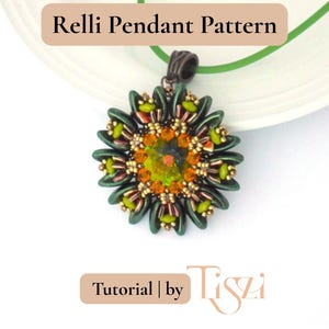 Relli Beaded Pendant Pattern - Floral Design with Chilli Beads & MiniDuo - PDF Download - Tiszi® Tutorial
