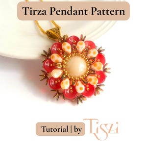 Padrão de miçangas para pingente Tirza - Design de flor em camadas com miçangas Piggy & Pip - Tutorial em PDF - Tutorial Tiszi®