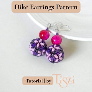 Dike Beaded Earring Pattern - Bugle Bead & MiniDuo Cube Design - PDF Tutorial - Tiszi® Tutorial image 5