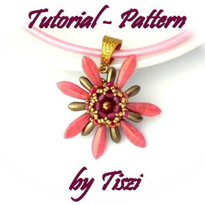 Beading pattern, tutorial for beaded pendant Zea with daggers, PDF instructions, step by step tutorial, easy beading pattern