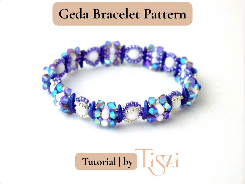 Modello per bracciale con perline Geda - Tutorial per perline Crescent e Rulla - Download PDF - Tutorial Tiszi® immagine 3