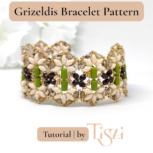 Grizeldis Beaded Bracelet Pattern - Rulla & SuperDuo Lacy Design - PDF Tutorial - Tiszi® Tutorial