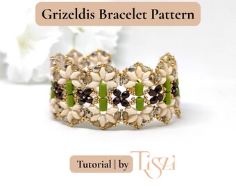 Grizeldis Perlenarmband Muster - Rulla & SuperDuo Lacy Design - PDF Anleitung - Tiszi® Anleitung