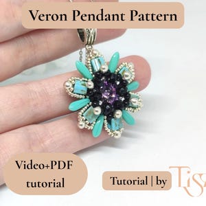 Veron Star Pendant Beading Pattern, Video Tutorial + PDF, Star-shaped Design with Tila & Dagger Beads image 5