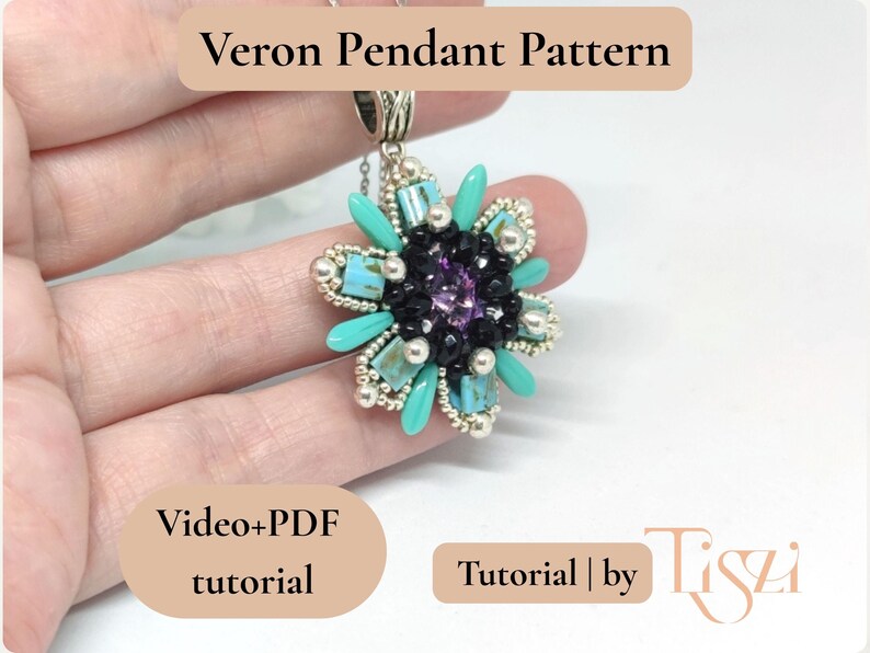 Veron Star Pendant Beading Pattern, Video Tutorial + PDF, Star-shaped Design with Tila & Dagger Beads image 5