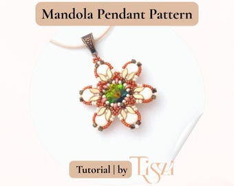 Mandola Beaded Pendant Pattern - StormDuo, Ginko & SuperDuo Bead Tutorial - PDF Download - Tiszi® Tutorial