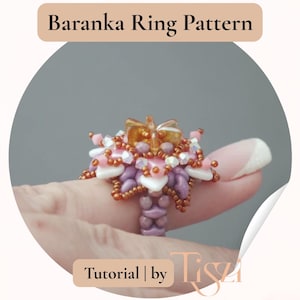 Baranka Beaded Ring Pattern - Triangle & SuperDuo Statement Design - PDF Tutorial - Tiszi® Tutorial