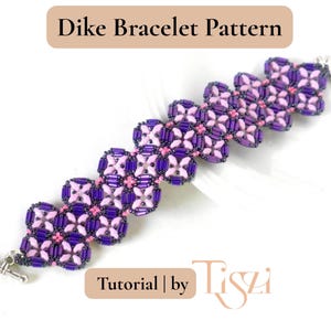 Dike Beaded Bracelet Pattern - Bugle Bead & MiniDuo Lacy Design - PDF Tutorial - Tiszi® Tutorial