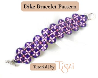 Dike Beaded Bracelet Pattern - Bugle Bead & MiniDuo Lacy Design - PDF Tutorial - Tiszi® Tutorial