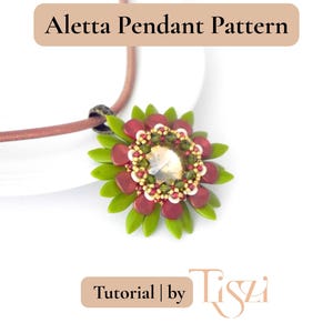 Aletta Blumen Anhänger Muster - Blütenblatt & Dagger Perlen Design mit O Perlen - Perlenanleitung - Tiszi® Anleitung Bild 2