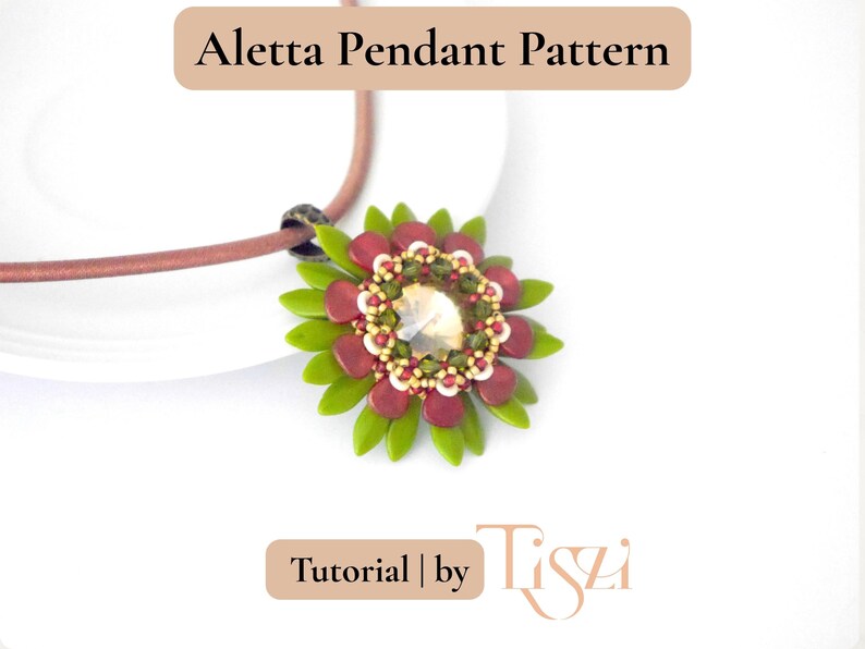 Aletta Blumen Anhänger Muster - Blütenblatt & Dagger Perlen Design mit O Perlen - Perlenanleitung - Tiszi® Anleitung Bild 2
