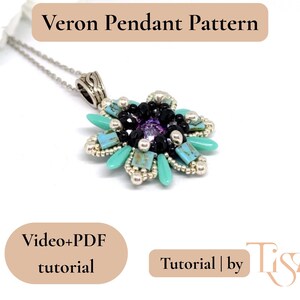 Veron Star Pendant Beading Pattern, Video Tutorial + PDF, Star-shaped Design with Tila & Dagger Beads image 7