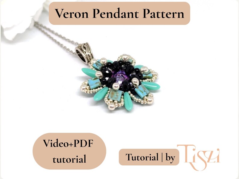 Veron Star Pendant Beading Pattern, Video Tutorial + PDF, Star-shaped Design with Tila & Dagger Beads image 7
