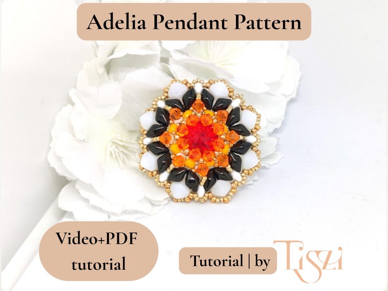 Adelia Pendant Beading Pattern | Video Tutorial + PDF | Layered Mandala Design with Rulla & DiamonDuo Beads image 4