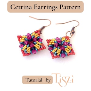 Cettina Beaded Earring Pattern - Cube Design with SuperDuo & Bicones - PDF Tutorial - Tiszi® Tutorial