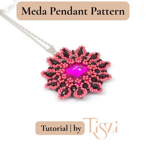 Meda Beaded Pendant Pattern - Crystal Rivoli & Firepolished Donut Tutorial - PDF Download - Tiszi® Tutorial image 9