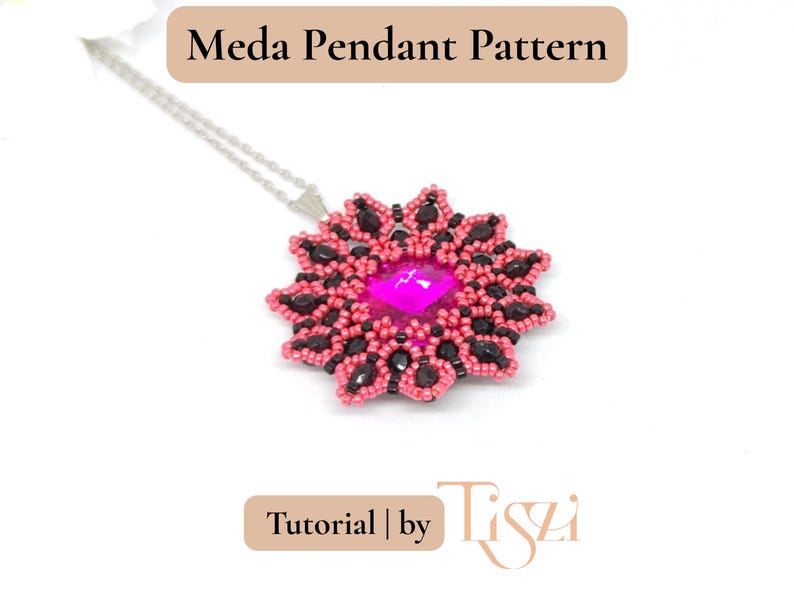 Meda Beaded Pendant Pattern - Crystal Rivoli & Firepolished Donut Tutorial - PDF Download - Tiszi® Tutorial image 9