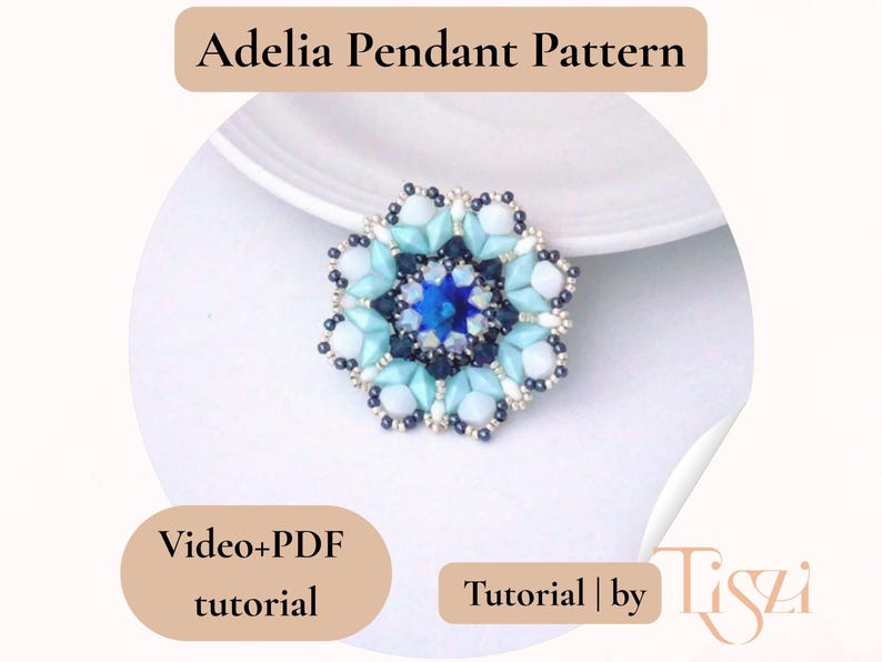 Adelia Pendant Beading Pattern | Video Tutorial + PDF | Layered Mandala Design with Rulla & DiamonDuo Beads image 7