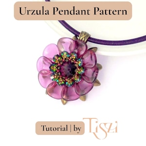 Urzula Beaded Pendant Pattern - Petal, Dagger & Swarovski Flower Tutorial - PDF Download - Tiszi® Tutorial