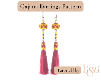 Gajana Beaded Tassel Earrings Pattern – Peyote Stitch PDF Tutorial