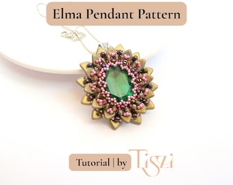 Elma Perlenanhänger Muster - Oval Kristall Lünette & Dreieck Bead Anleitung - PDF Download - Tiszi® Tutorial