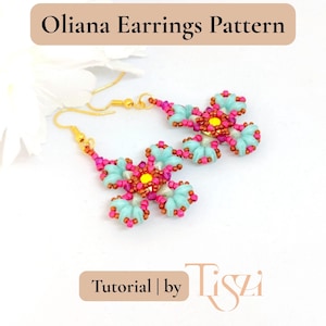 Modello per orecchini con perline Oliana - Design scintillante con Kheops e SuperDuo - Tutorial PDF - Tutorial Tiszi®
