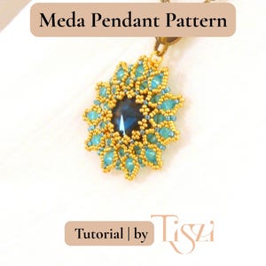 Meda Beaded Pendant Pattern - Crystal Rivoli & Firepolished Donut Tutorial - PDF Download - Tiszi® Tutorial image 7