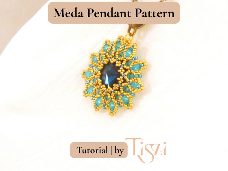 Meda Beaded Pendant Pattern - Crystal Rivoli & Firepolished Donut Tutorial - PDF Download - Tiszi® Tutorial image 7