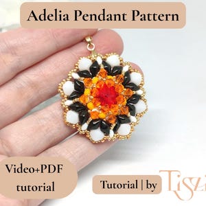 Adelia Pendant Beading Pattern | Video Tutorial + PDF | Layered Mandala Design with Rulla & DiamonDuo Beads image 9