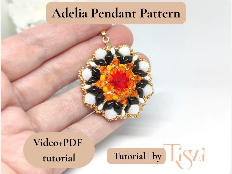 Adelia Pendant Beading Pattern | Video Tutorial + PDF | Layered Mandala Design with Rulla & DiamonDuo Beads image 9